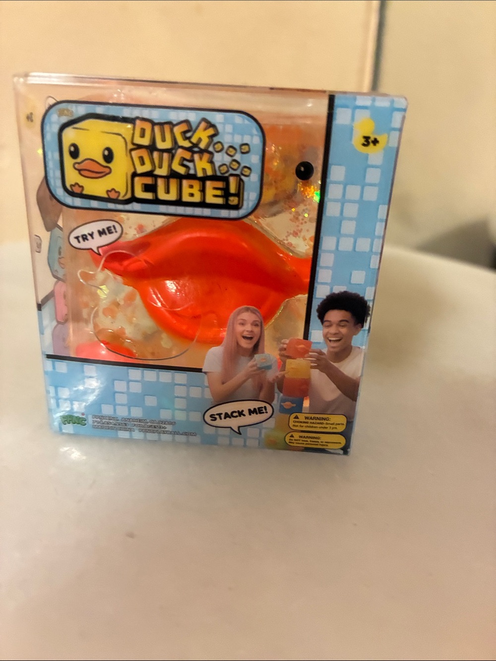 Duck Duck Cube Squishy! Orange Stackable Toy